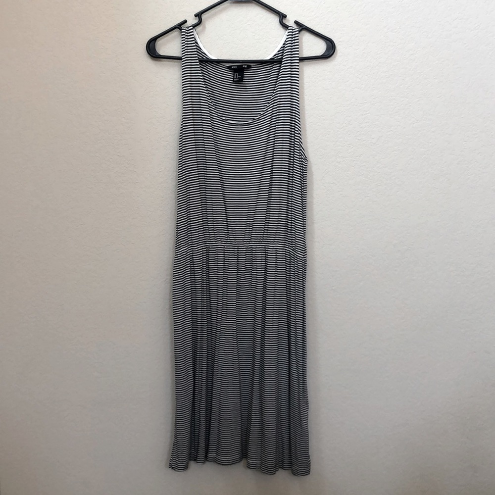 Striped drop waist midi dress